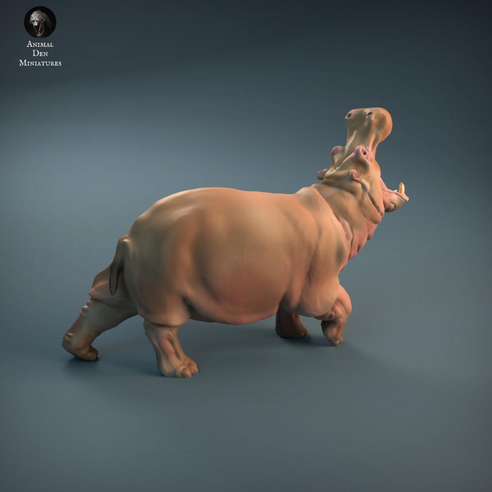 Photo de produit figurine animale Animal Den Miniatures 2 : figurine d’animal sauvage : hippopotame furieux (21_12_04)