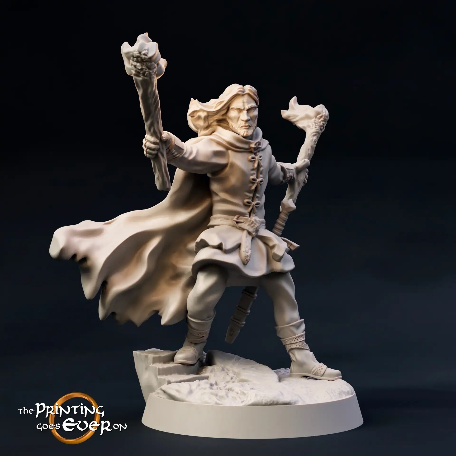 Produktfoto Tabletop 28mm The Printing Goes Ever On (TPGEO)  0: Dunkle Krieger im Kampf mit tapferen Krieger: Schwarze Gestalten überfallen Helden