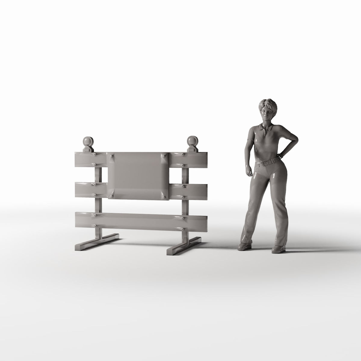 Photo produit pour diorama et modélisme 1 : Diorama de rue : Barrière routière avec feux de signalisation (Ref. 1059D)