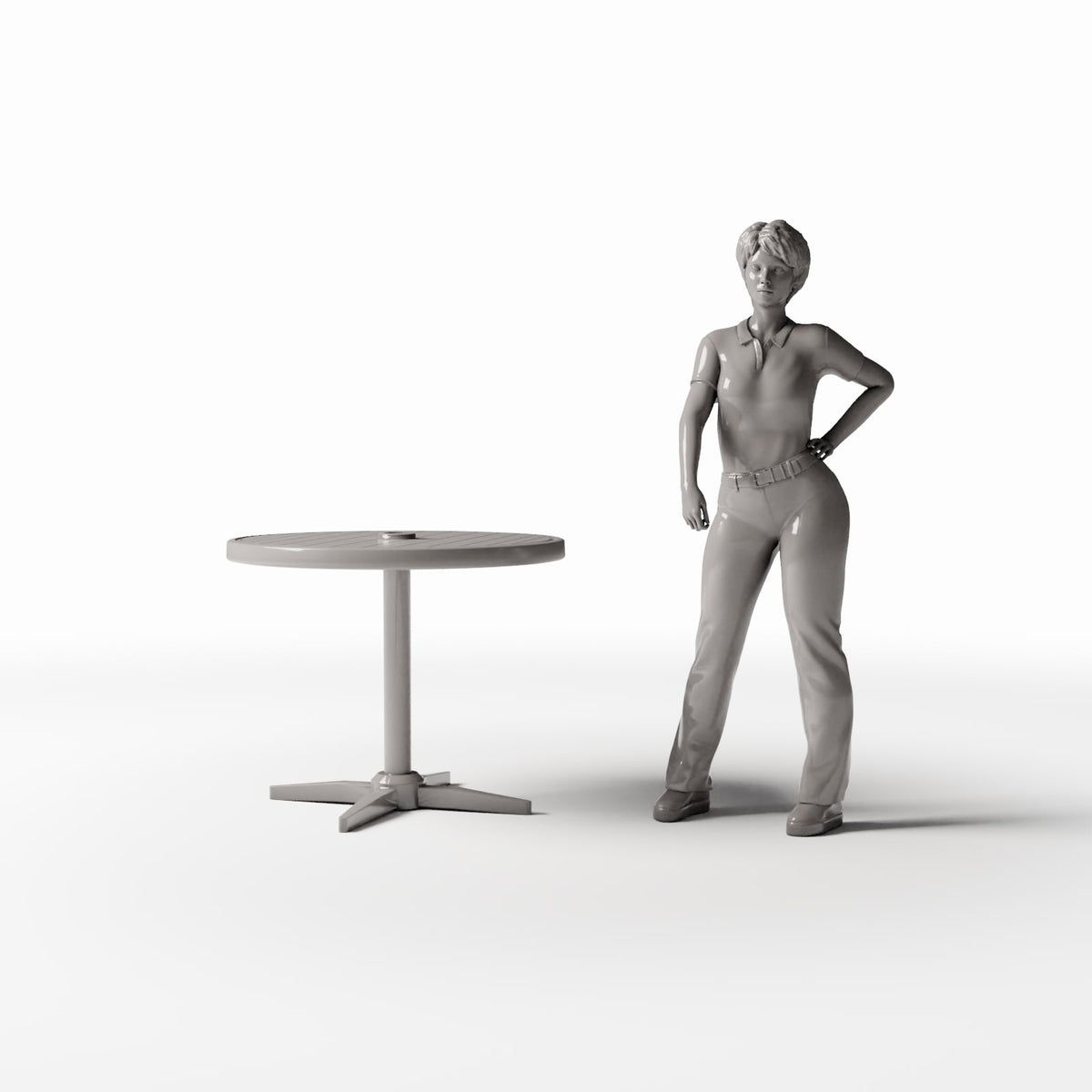 Photo produit pour diorama et modélisme 1 : Diorama de jardin : table de pique-nique ronde d’extérieur (Ref. 1072D)