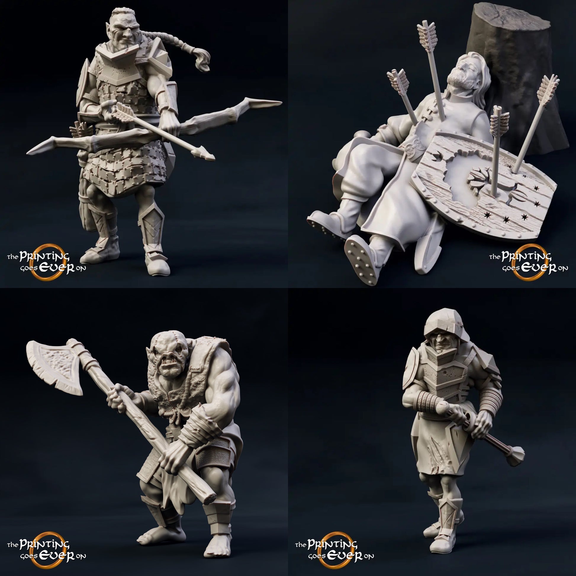 Photo de produit Tabletop 28mm The Printing Goes Ever On (TPGEO) 0 : Mort d'un héros : Guerrier humain après un combat avec une bande de demi-orques