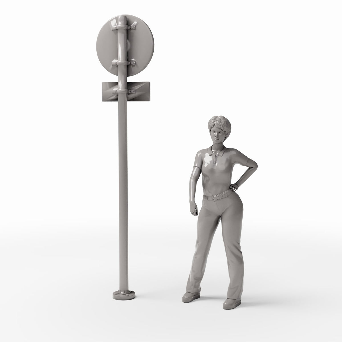 Photo produit pour diorama et modélisme 1 : Diorama de rue : poteau de signalisation avec panneaux rond et rectangulaire (Ref. 1139D)