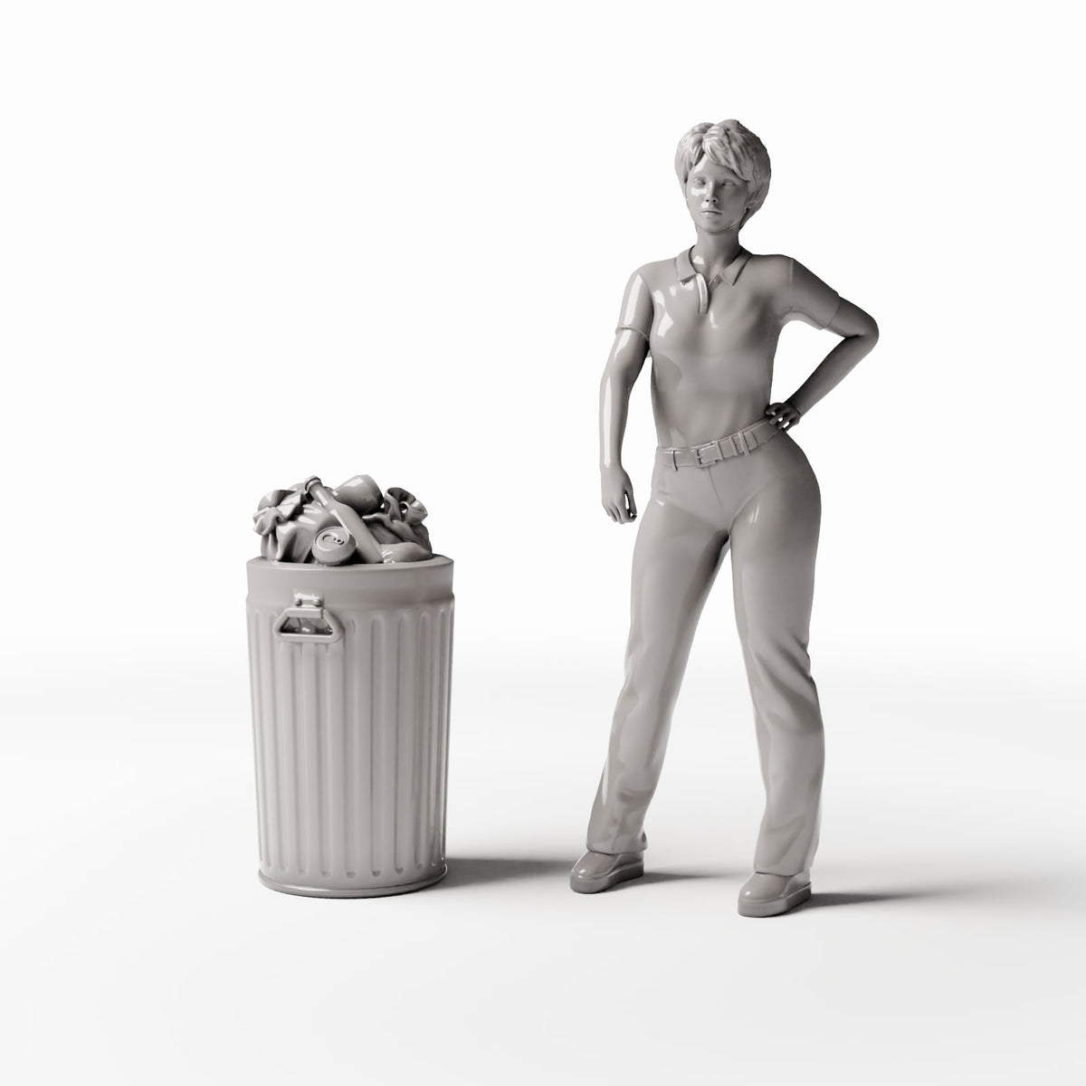 Photo produit pour diorama et modélisme 1 : Diorama de rue : Poubelle publique avec déchets (Ref. 1149D)