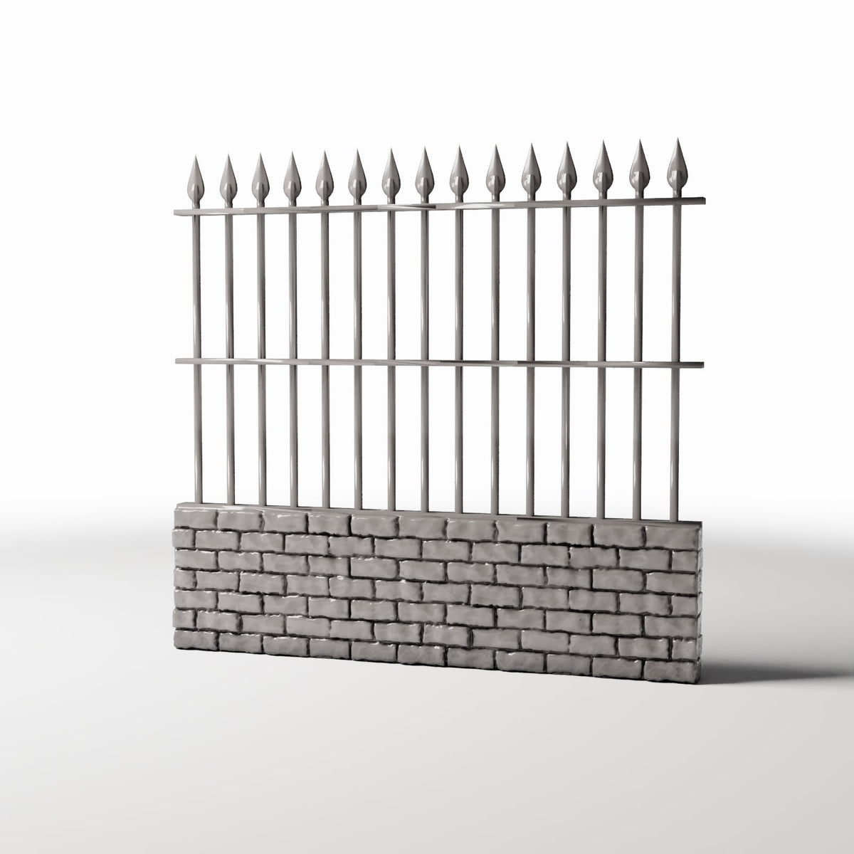 Diorama Modellbau Produktfoto 0: Diorama Garten: Hoher Metallzaun auf Ziegelmauer (Ref. 1193D)