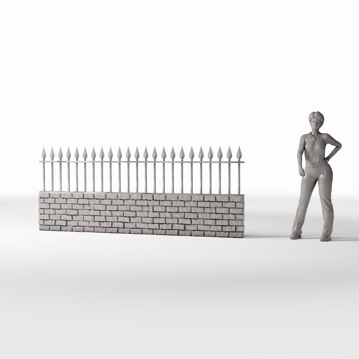 Diorama Modellbau Produktfoto 1: Diorama Garten: Niedrige Ziegelmauer mit Metallzaun (Ref. 1195D)