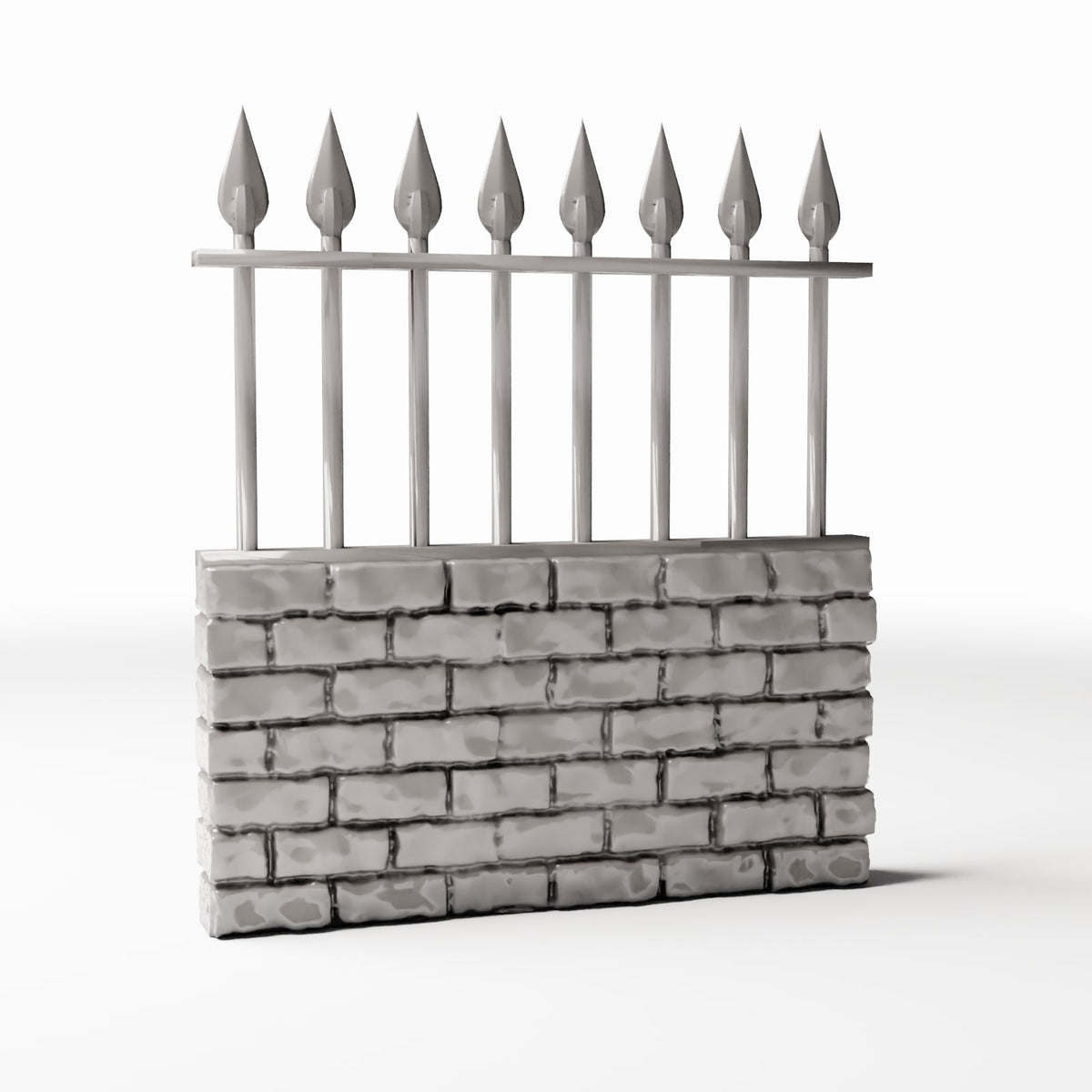 Photo produit pour diorama et modélisme 3 : Architecture de diorama : Mur bas en briques avec clôture métallique (Ref. 1197D)