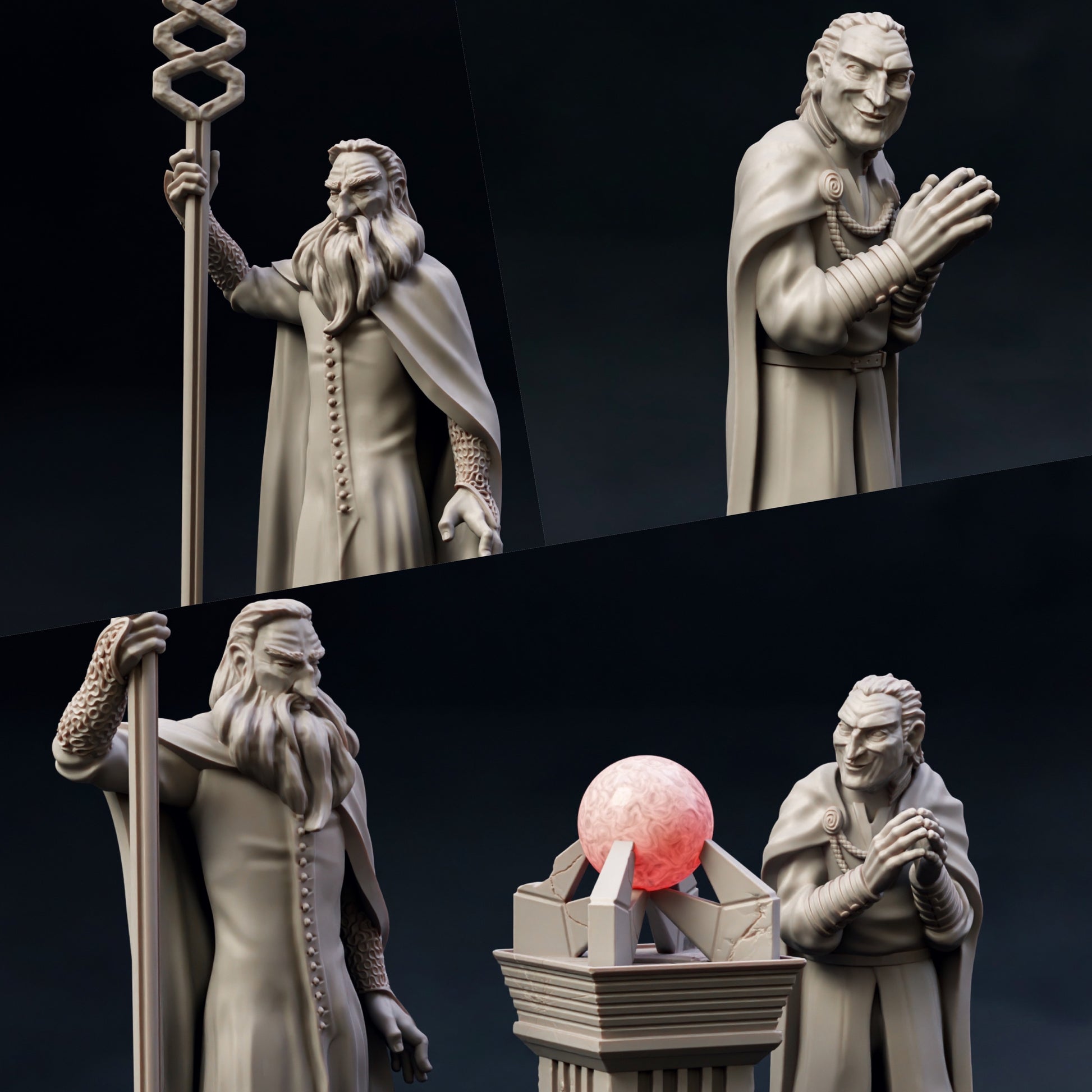 Photo de produit Tabletop 28mm The Printing Goes Ever On (TPGEO) 0 : Sorcier blanc avec serviteur : Mage maléfique avec artefact sphère magique