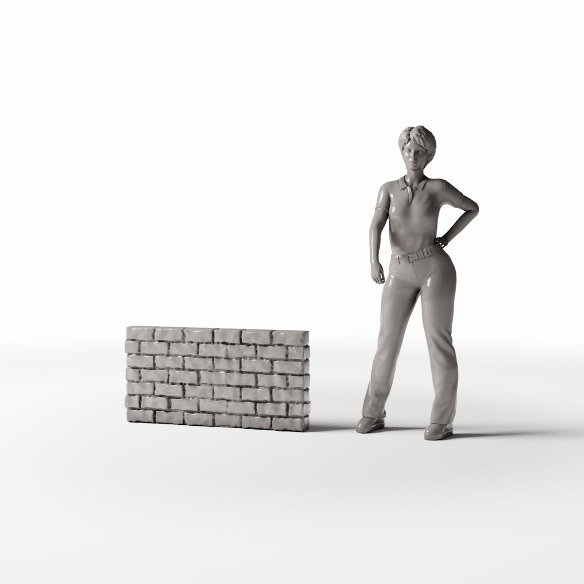 Photo produit pour diorama et modélisme 1 : Bâtiment pour diorama : mur de briques bas et étroit (Ref. 1205D)