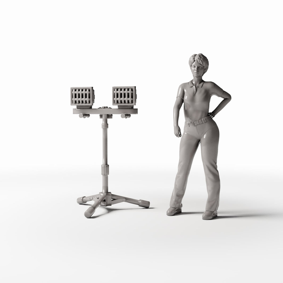 Photo produit pour diorama et modélisme 1 : Diorama de chantier : projecteur de chantier mobile sur trépied (Ref. 1224D)