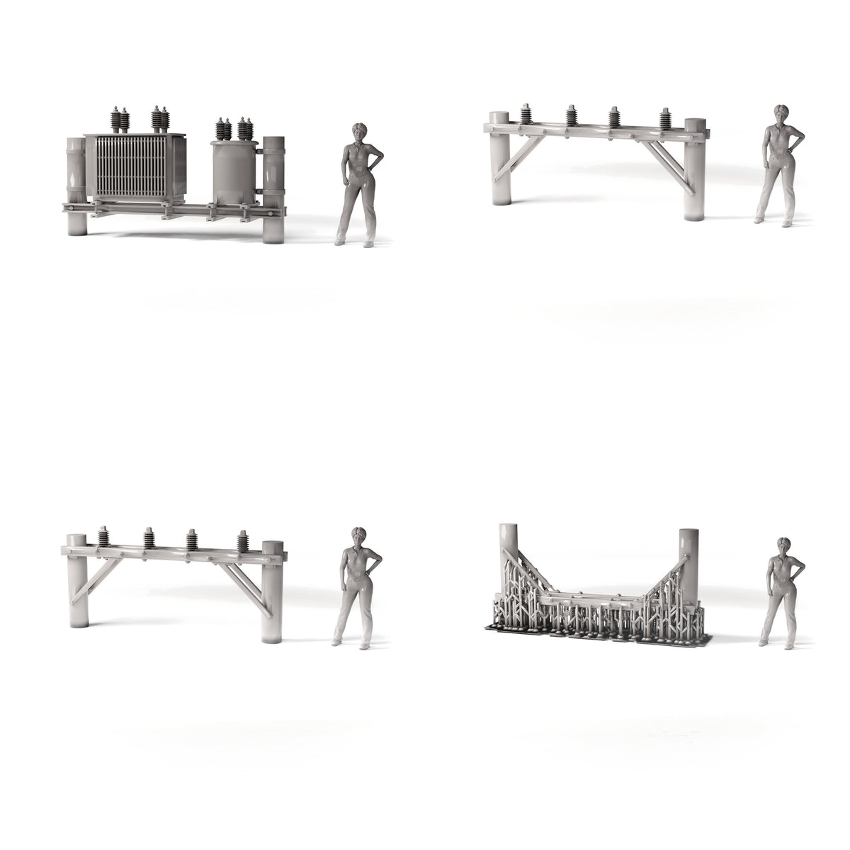 Photo produit de modélisme de diorama 1 : infrastructure de diorama : poteau en béton avec transformateur de puissance en kit (réf. 1231D)