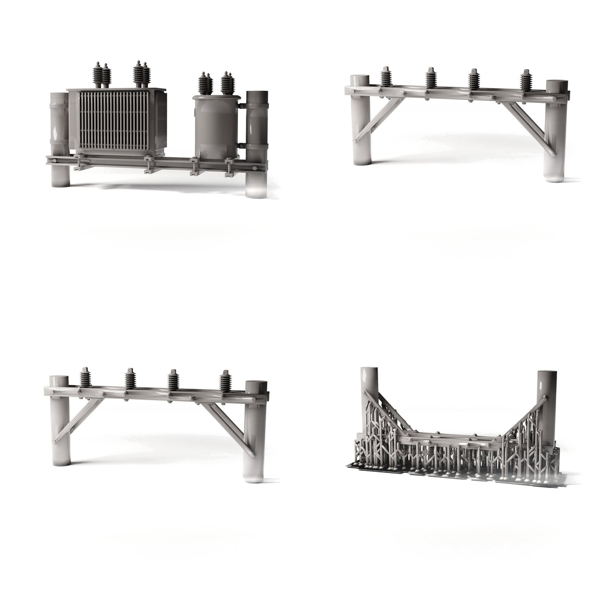 Photo produit de modélisme de diorama 0 : infrastructure de diorama : mât en béton avec transformateur de puissance en kit (réf. 1231D)