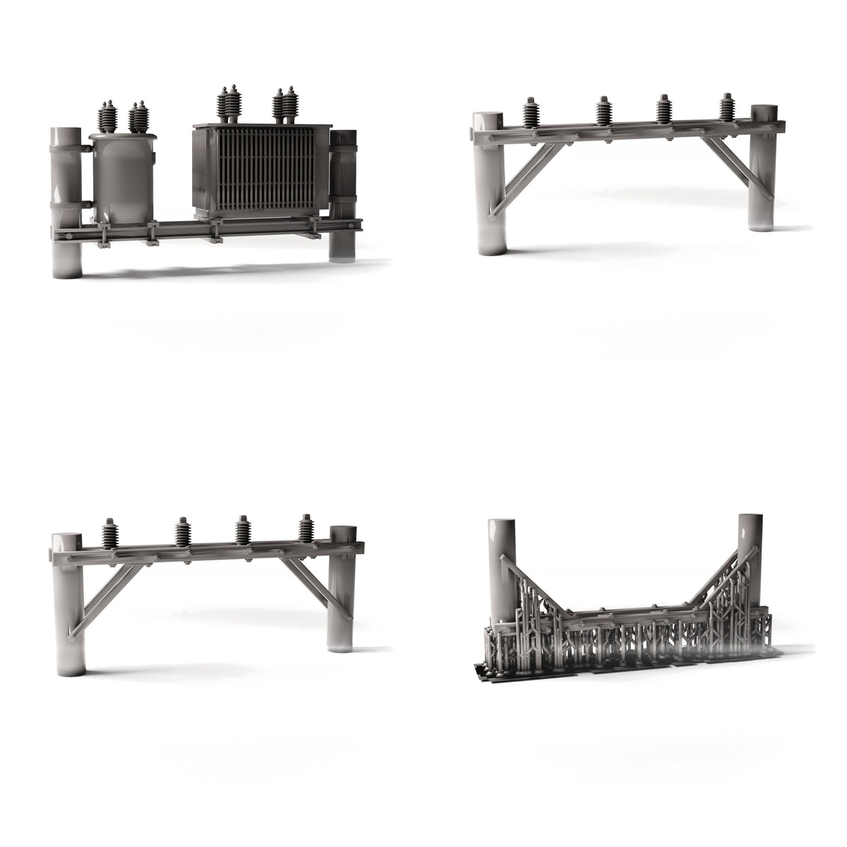 Photo de produit de modélisme de diorama 3 : infrastructure de diorama : poteau en béton avec transformateur de puissance, en kit d’assemblage (réf. 1231D)