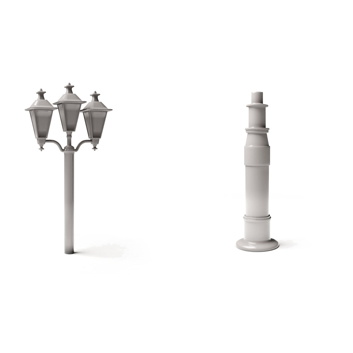 Photo produit de modélisme de diorama 3 : infrastructure de diorama : triple lampadaire antique en kit (réf. 1292D)