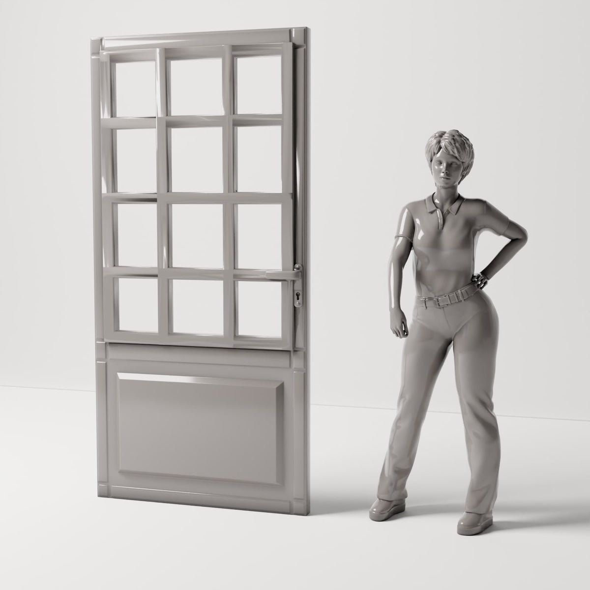MyPortal 129 1 : détails de bâtiment pour diorama : porte classique avec fenêtre à croisillons (réf. 129D)