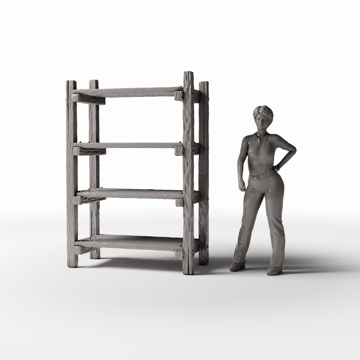 Photo produit pour diorama et modélisme 1 : Mobilier de diorama : étagère miniature rustique en forme d’échelle (Ref. 1484D)