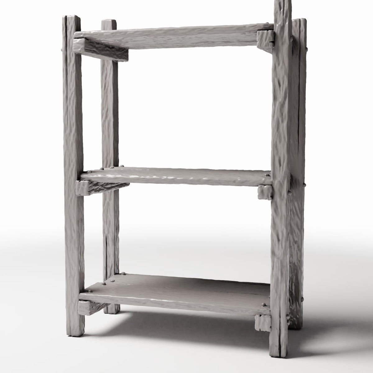 Photo produit pour diorama et modélisme 0 : Mobilier de diorama : étagère miniature rustique avec montants en échelle (Ref. 1485D)