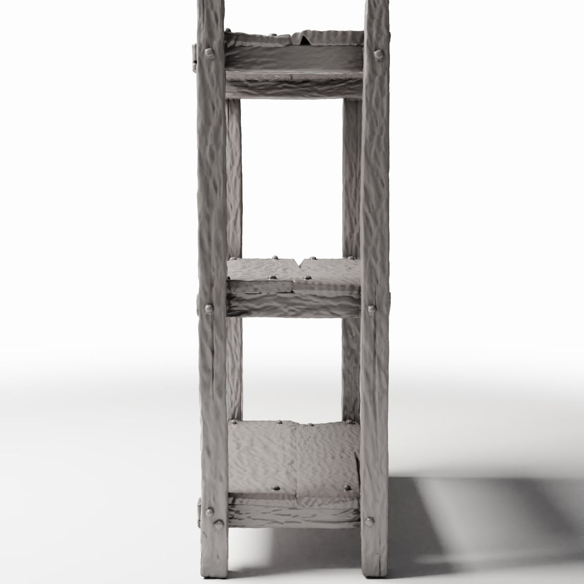 Photo produit pour diorama et modélisme 2 : Mobilier de diorama : étagère miniature rustique avec montants en échelle (Ref. 1485D)