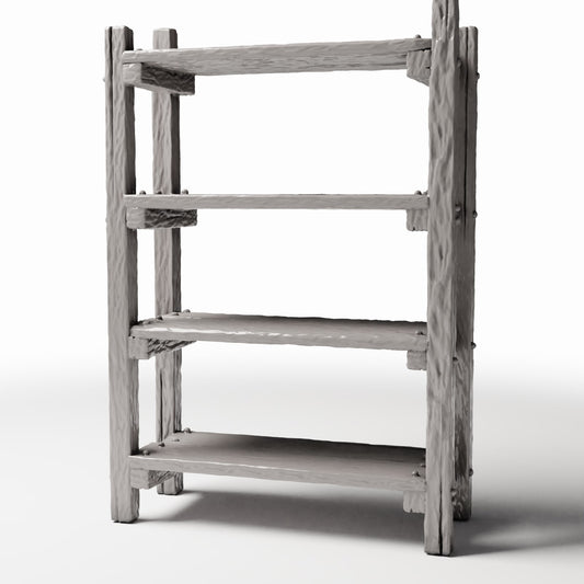 Photo produit pour diorama et modélisme 0 : Mobilier de diorama : étagère rustique miniature en échelle (Ref. 1486D)