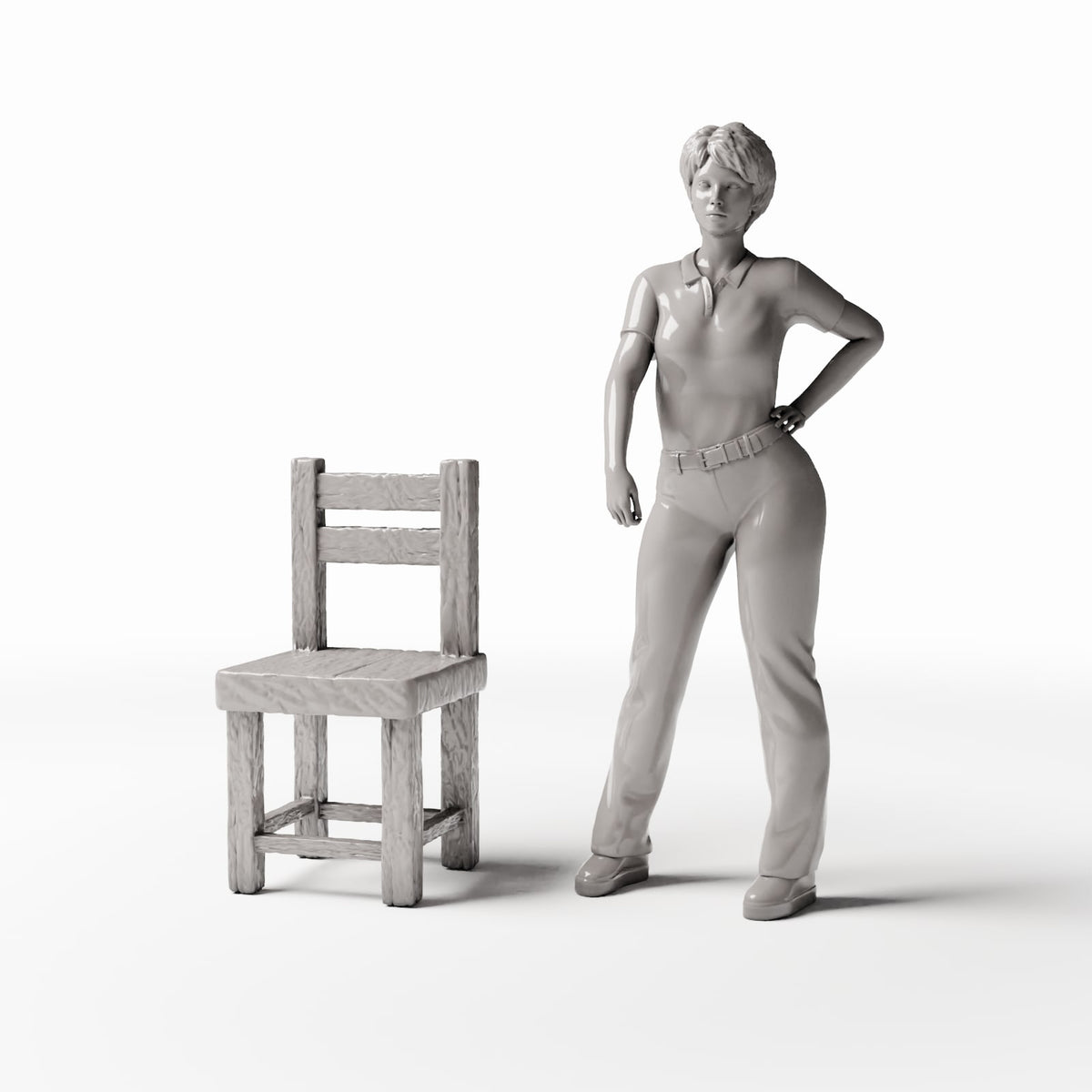 Photo produit pour diorama et modélisme 1 : Mobilier de diorama : chaise rustique en bois miniature (Ref. 1492D)