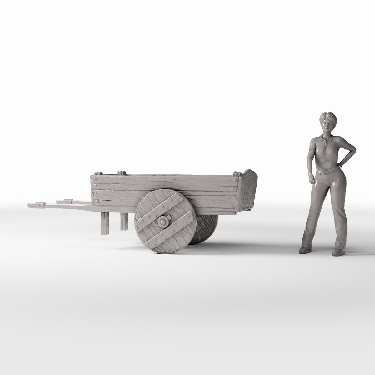 Diorama Modellbau Produktfoto 1: Diorama Lagerzubehör: Hölzerner Handkarren für den Bauernhof (Ref. 1494D)