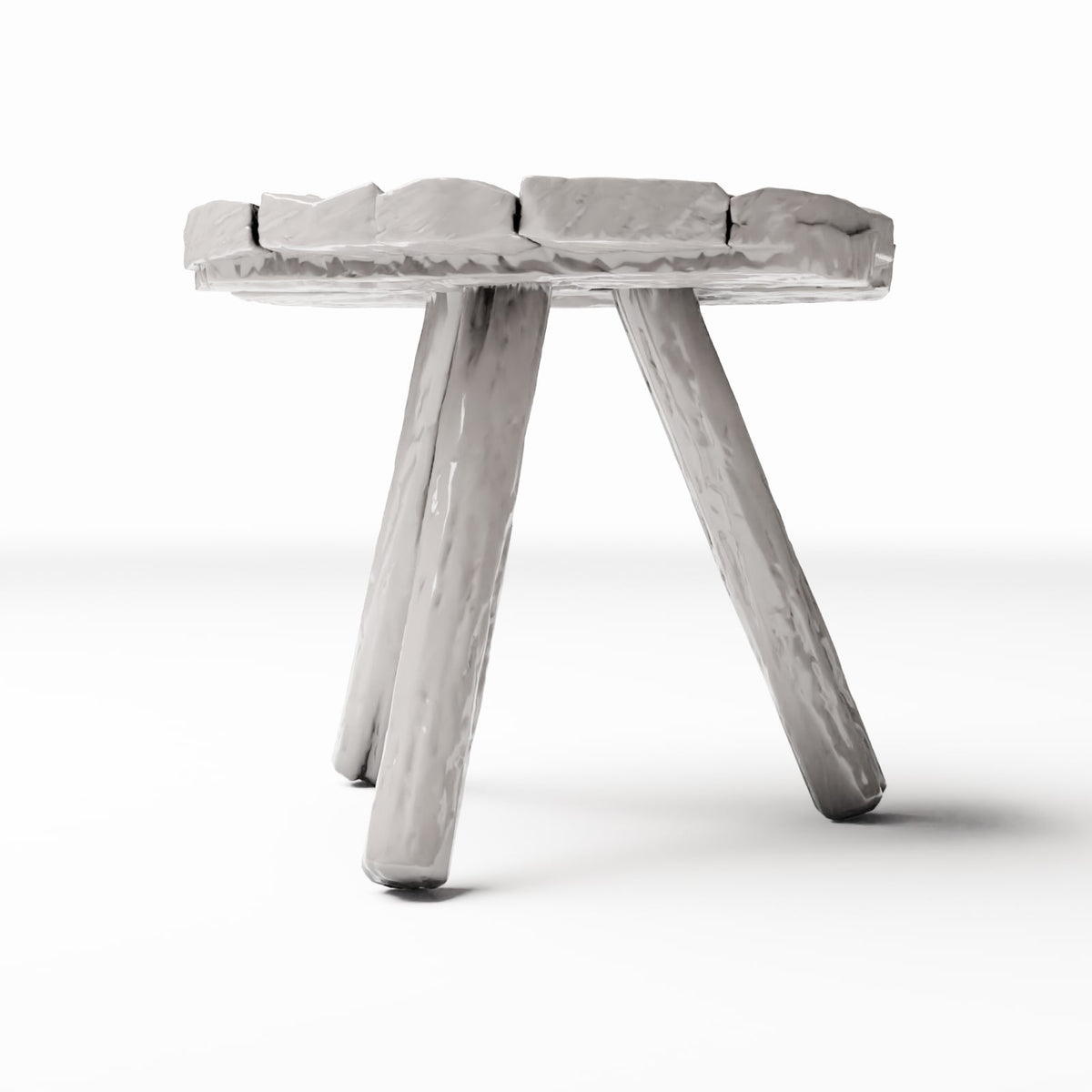 Produktfoto 3: Diorama Küche: Rustikaler dreibeiniger Holzhocker für die Miniaturküche (Ref. 1498D)