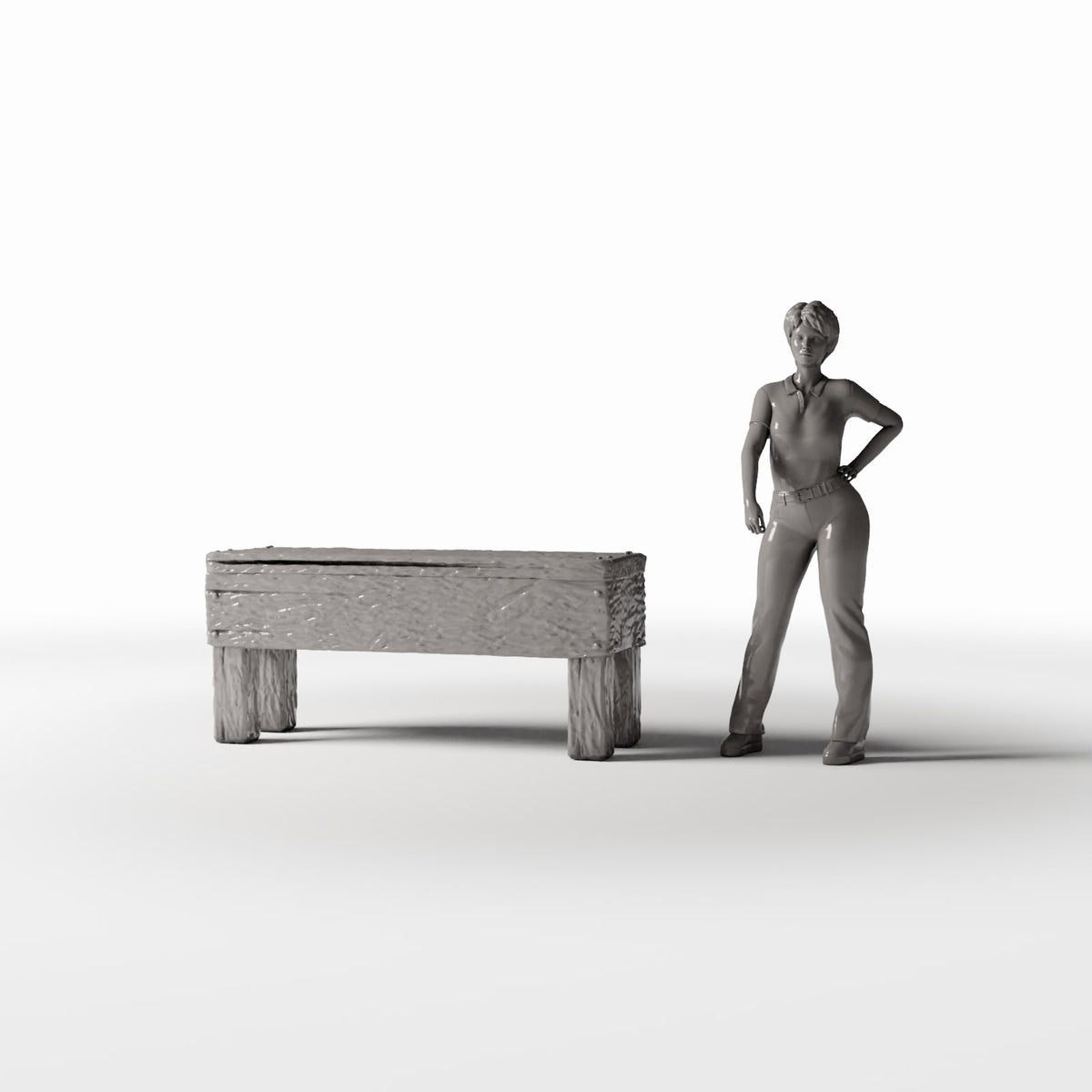 Photo produit pour diorama et modélisme 1 : Cuisine de diorama : table rustique en bois pour cuisine miniature (Ref. 1504D)