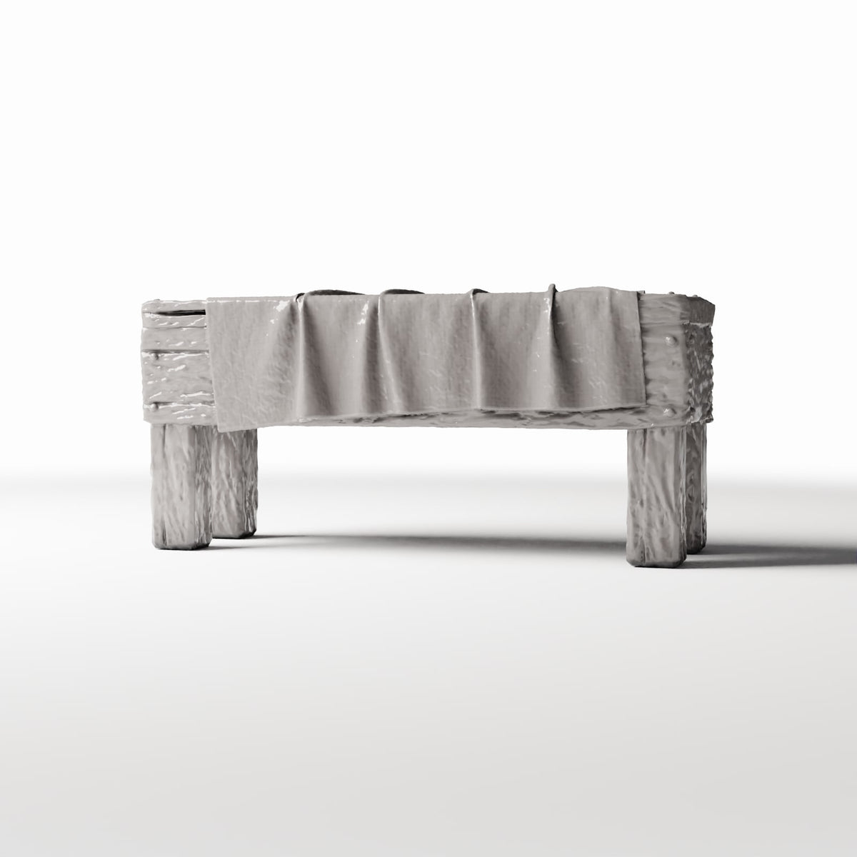 Photo produit pour diorama et modélisme 0 : Cuisine de diorama : table rustique en bois avec tissu (Ref. 1505D)