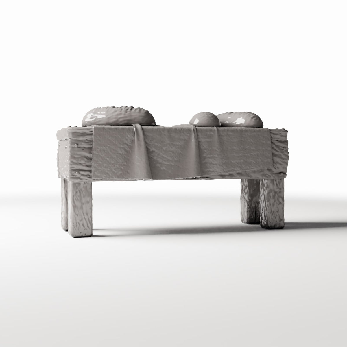 Photo produit pour diorama et modélisme 3 : Cuisine de diorama : table miniature rustique avec pain (Ref. 1506D)