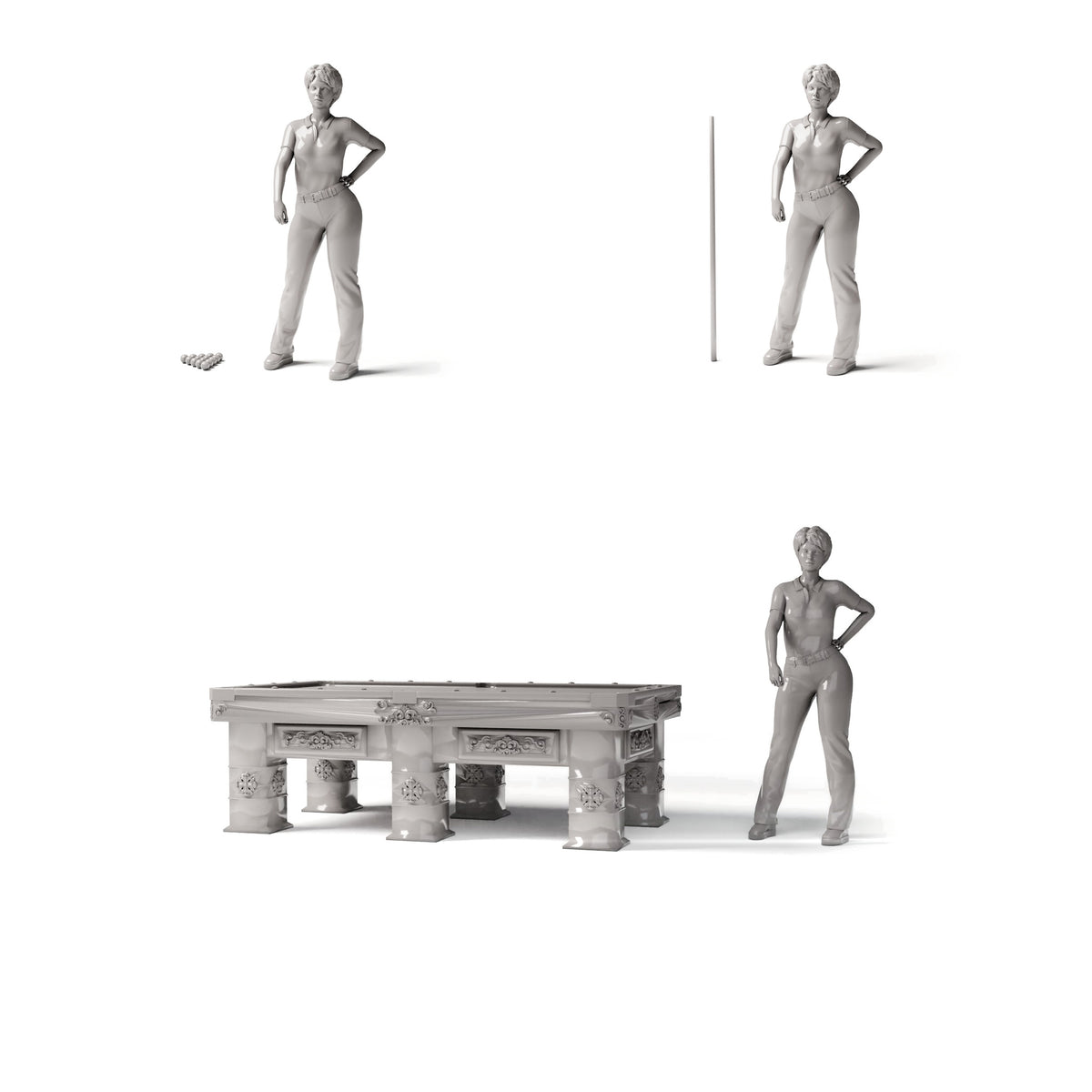 Photo produit de modélisme de diorama 1 : mobilier de diorama : table de billard somptueuse avec accessoires (Réf. 1509D)
