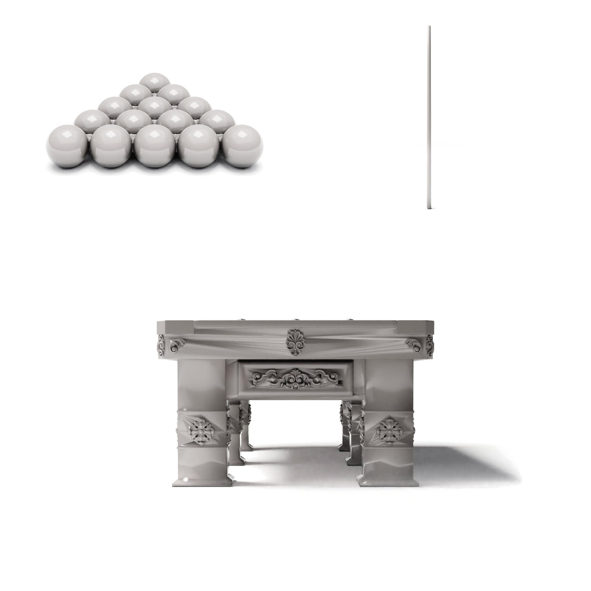Photo produit de modélisme de diorama 2 : Mobilier de diorama : Table de billard somptueuse avec accessoires (Réf. 1509D)