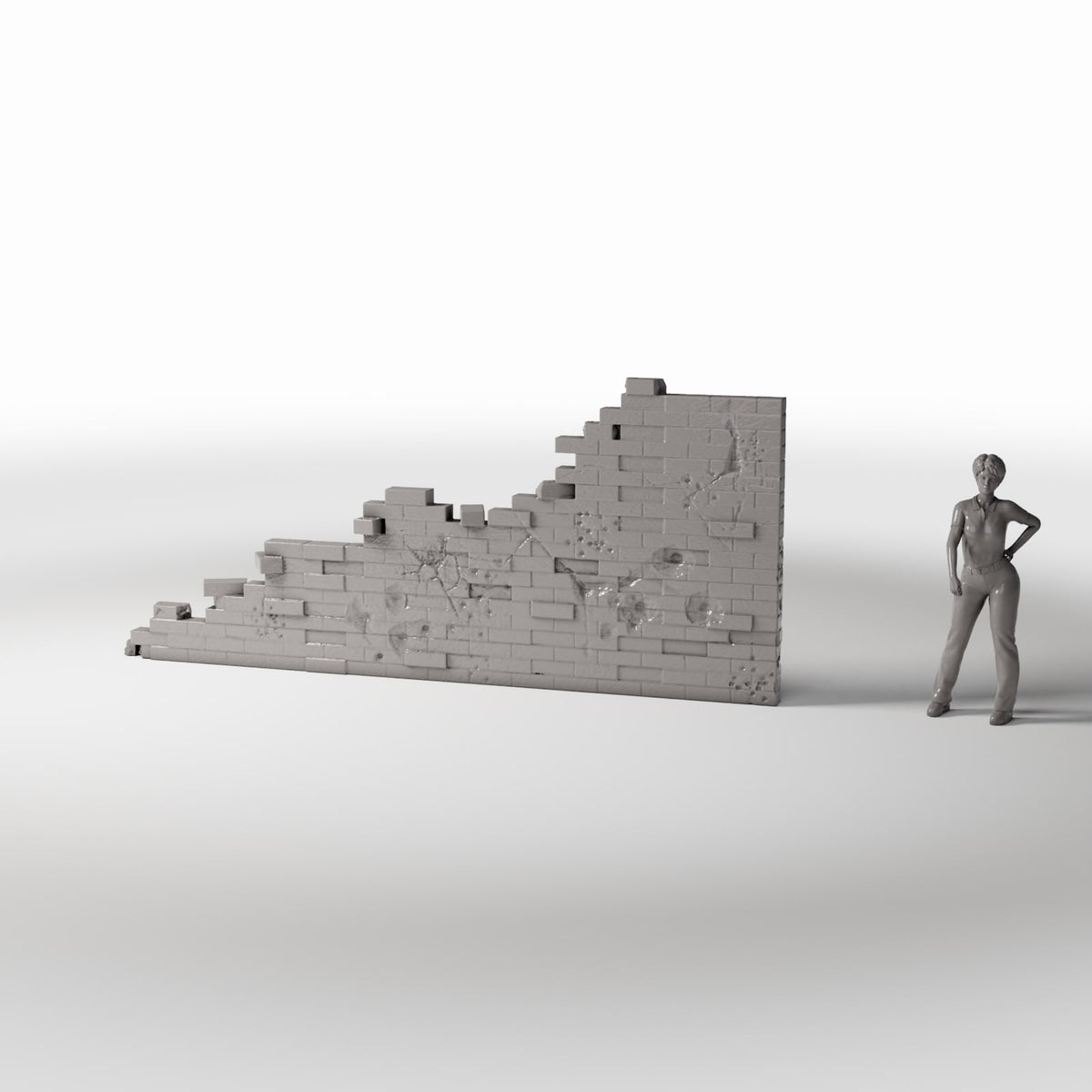 Diorama Modellbau Produktfoto 1: Diorama Militär: Beschädigte Ziegelmauer mit Einschussspuren (Ref. 1630D)