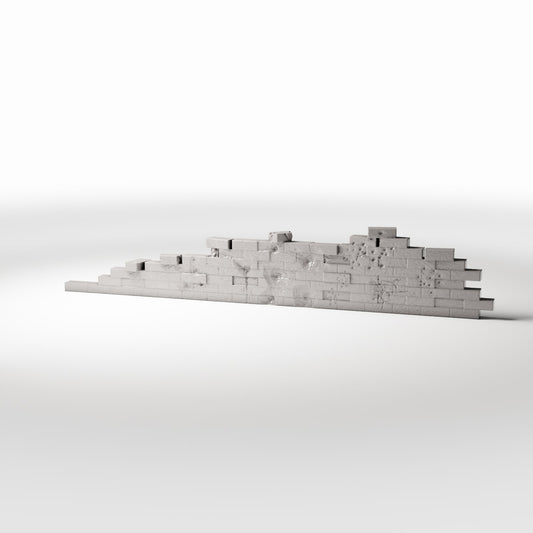 Photo produit pour diorama et modélisme 0 : Bâtiment de diorama : mur de briques endommagé par des impacts de balles (Ref. 1631D)