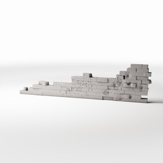 Photo produit pour diorama et modélisme 0 : Bâtiment de diorama : mur de briques endommagé servant de fortification de campagne (Ref. 1633D)