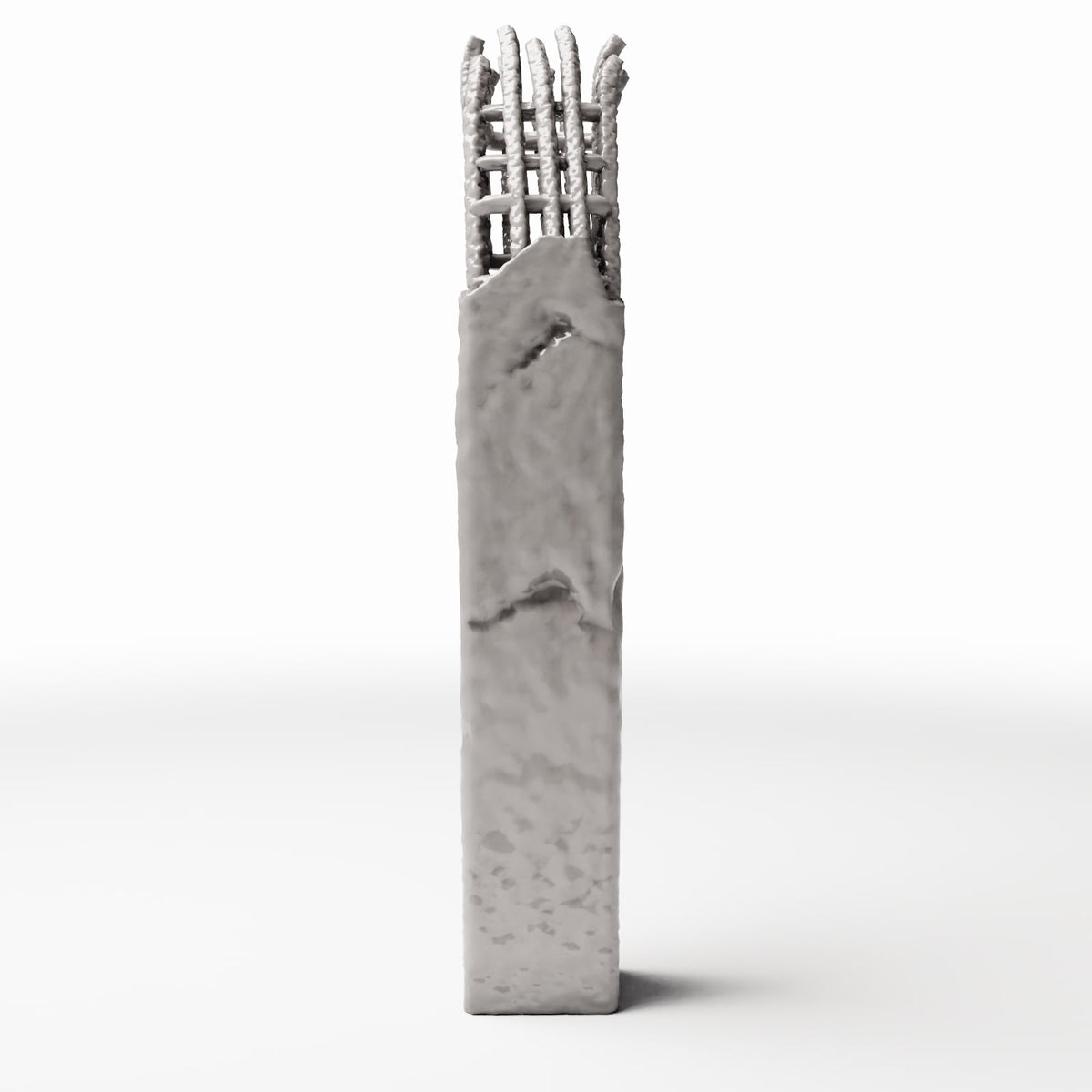 Photo produit pour diorama et modélisme 2 : Bâtiment de diorama : pilier en béton endommagé, détail de décor (Ref. 1650D)