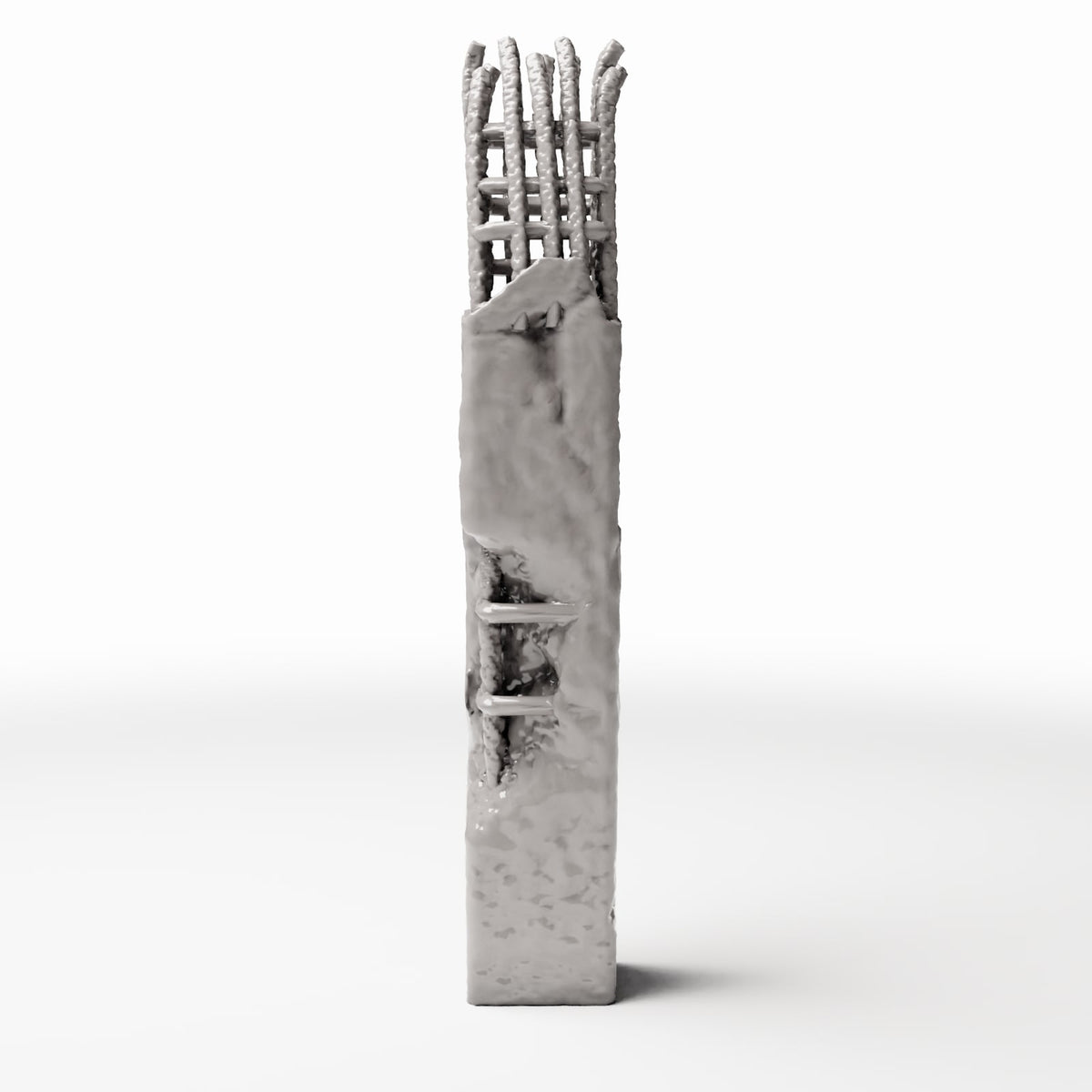 Photo produit pour diorama et modélisme 2 : Détail de bâtiment pour diorama : pilier en béton endommagé avec armatures (Ref. 1653D)