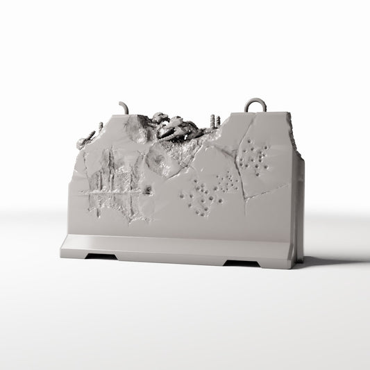Photo produit pour diorama et modélisme 0 : Diorama militaire : barrière routière en béton endommagée pour diorama urbain (Ref. 1663D)