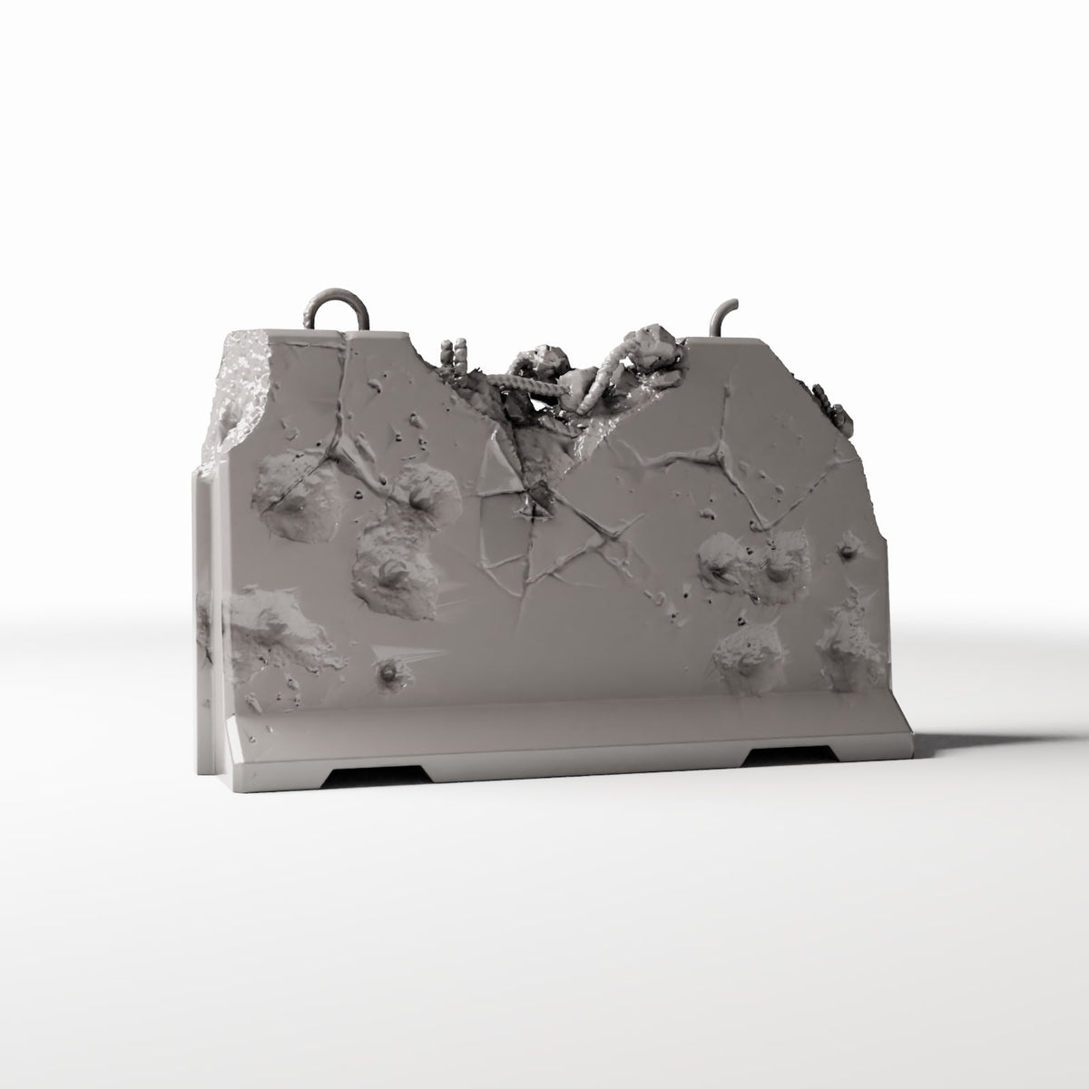 Photo produit pour diorama et modélisme 3 : Diorama militaire : barrière routière en béton endommagée pour diorama urbain (Ref. 1663D)