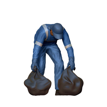 Photo du produit diorama et modélisme figurine miniature : Équipe de collecte des déchets - Éboueur avec sac à ordures 1