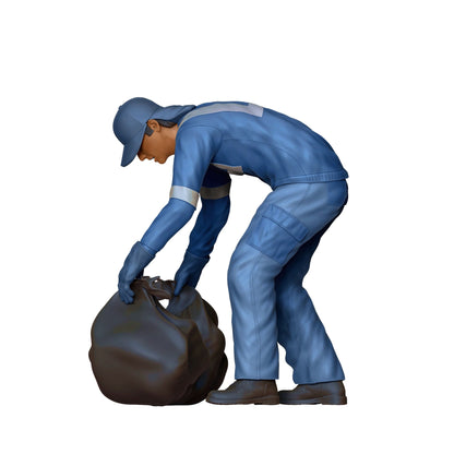 Photo du produit diorama et modélisme figurine miniature : Équipe de collecte des déchets - Éboueur avec sac à ordures 1