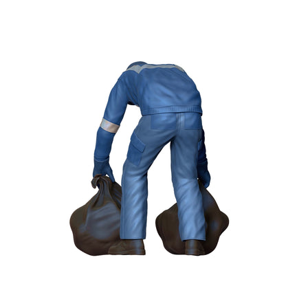 Photo du produit diorama et modélisme figurine miniature : Équipe de collecte des déchets - Éboueur avec sac à ordures 1