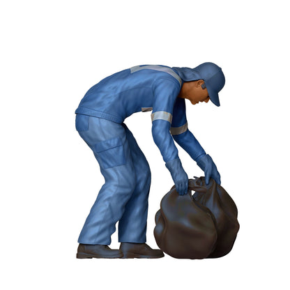 Photo du produit diorama et modélisme figurine miniature : Équipe de collecte des déchets - Éboueur avec sac à ordures 1