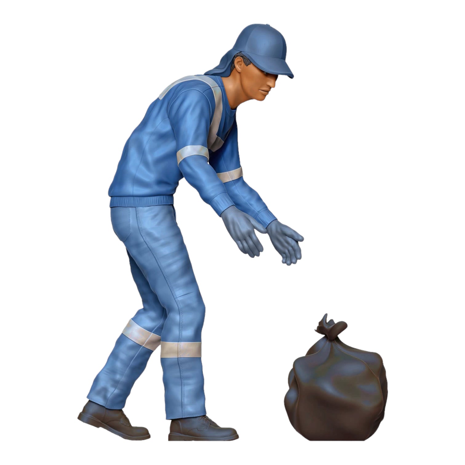 Photo du produit Diorama et modélisme Figurine miniature : Équipe de collecte des déchets - Éboueur avec sac à ordures 2