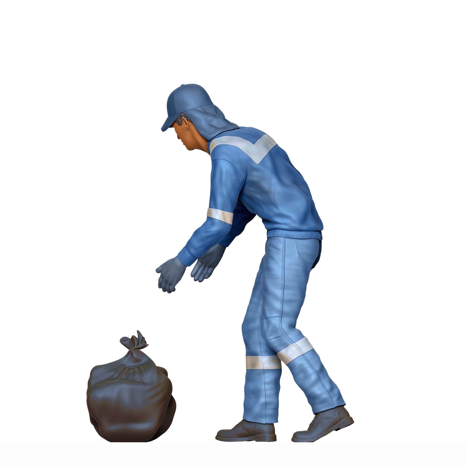 Photo du produit Diorama et modélisme Figurine miniature : Équipe de collecte des déchets - Éboueur avec sac à ordures 2