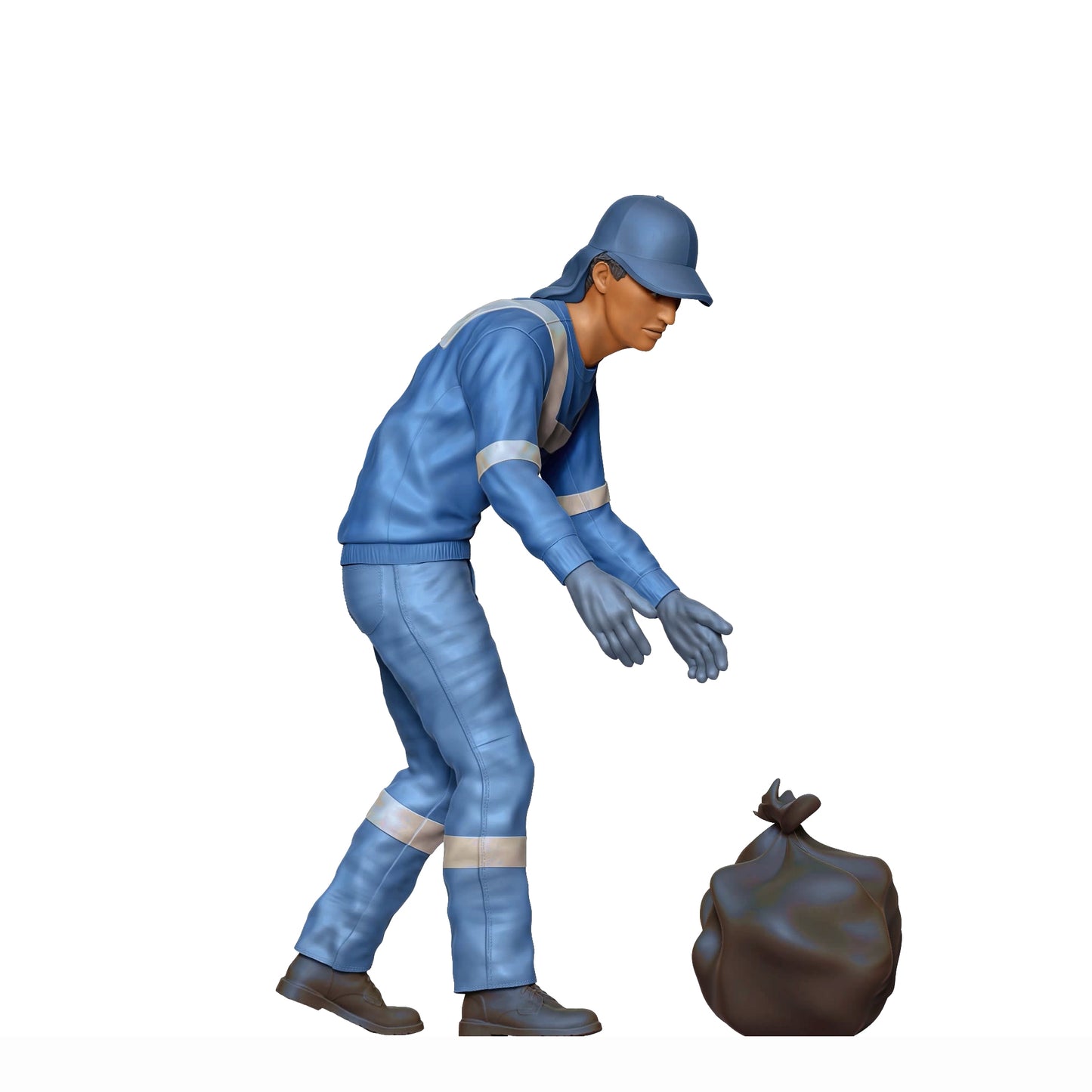 Photo du produit Diorama et modélisme Figurine miniature : Équipe de collecte des déchets - Éboueur avec sac à ordures 2