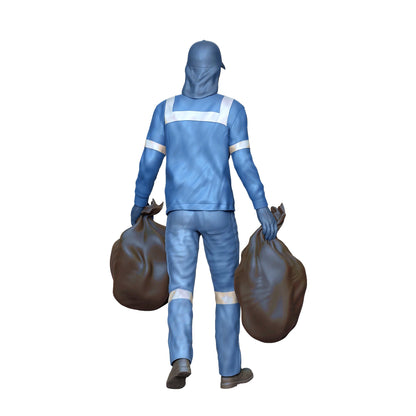 Photo du produit Diorama et modélisme Figurine miniature : Équipe de collecte des déchets - Éboueur avec sac à ordures 2