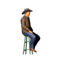 3DP Miniatures 1: Sitzende Figur: Mann mit Cowboyhut auf Hocker (Ref. Nr. 456)