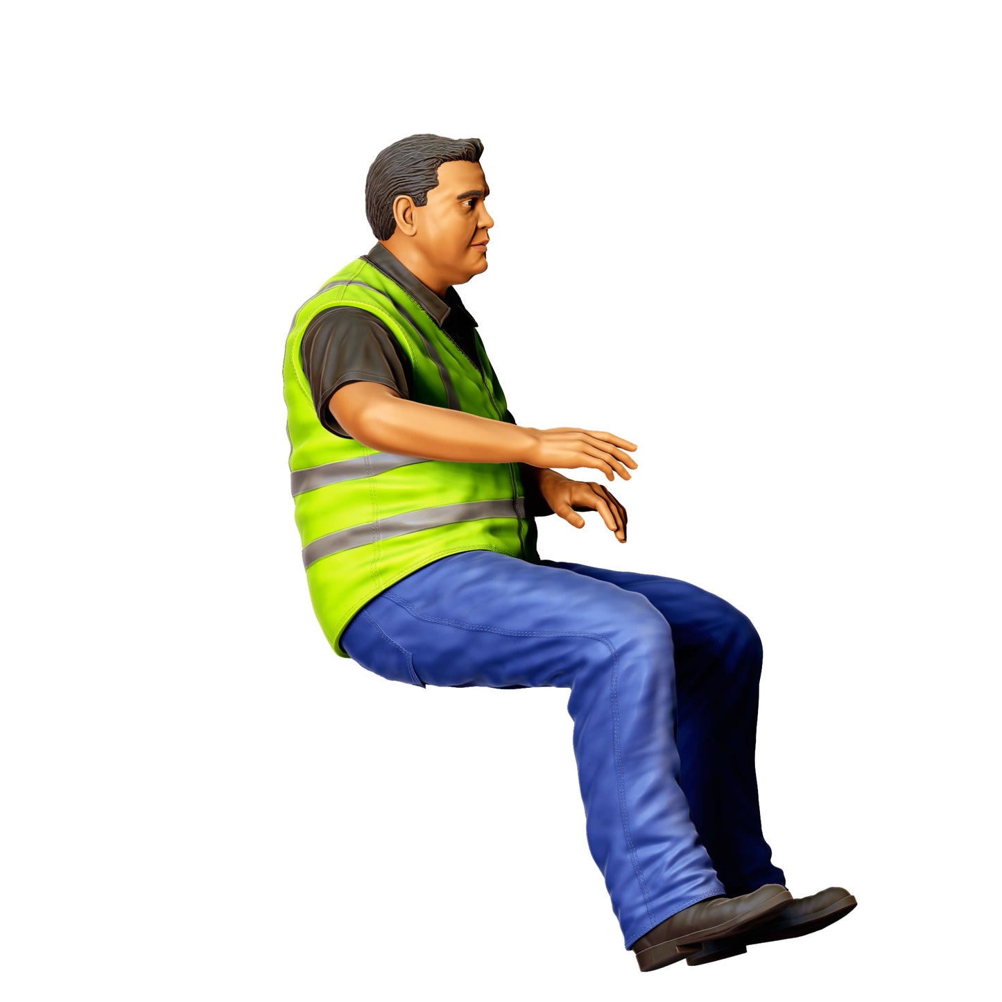 3DP Miniatures 2: Sitzende Figur: Lkw-Fahrer mit Warnweste in Fahrposition (Ref. Nr. 465)