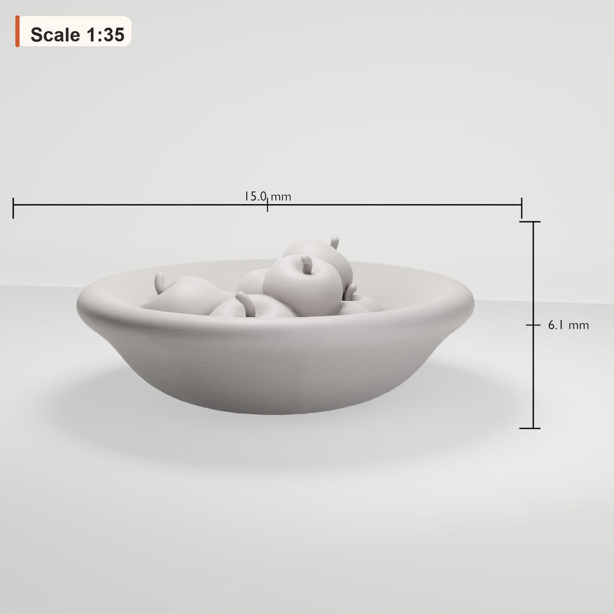Diorama Modellbau Produktfoto 1: Diorama Küche & Tafel: Obstschale mit Äpfeln (Ref. 204D)