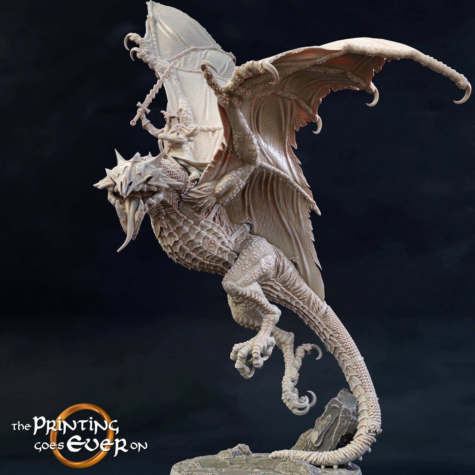 Photo de produit Tabletop 28mm The Printing Goes Ever On (TPGEO) 0 : Bête ailée : Dragon avec cavalier - Créature géante