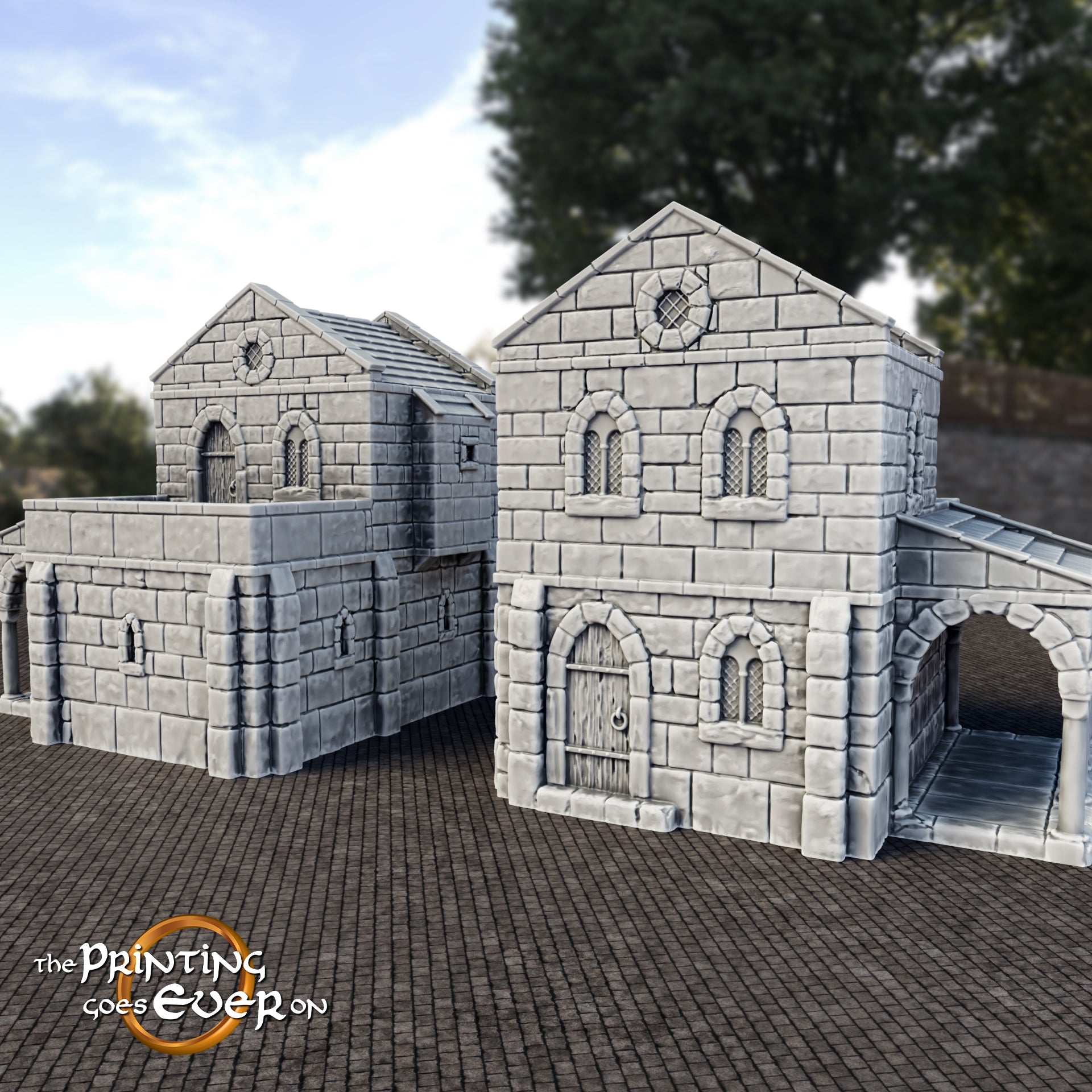Photo du produit Tabletop 28mm The Printing Goes Ever On (TPGEO) 0 : Maison médiévale A - Bâtiment en pierre du royaume humain de Gonthan - Terrain praticable